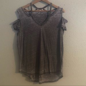 Express Cold Shoulder Burnout Tee
